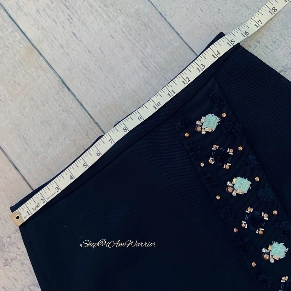 J.Crew Collection NWOT navy embellished asymmetrical bonded twill pencil skirt